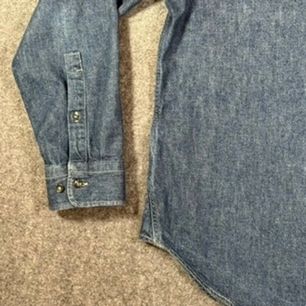 Banana Republic Mens L Standard Fit Denim Shirt Blue‎ Cotton Hemp Long Sleeve